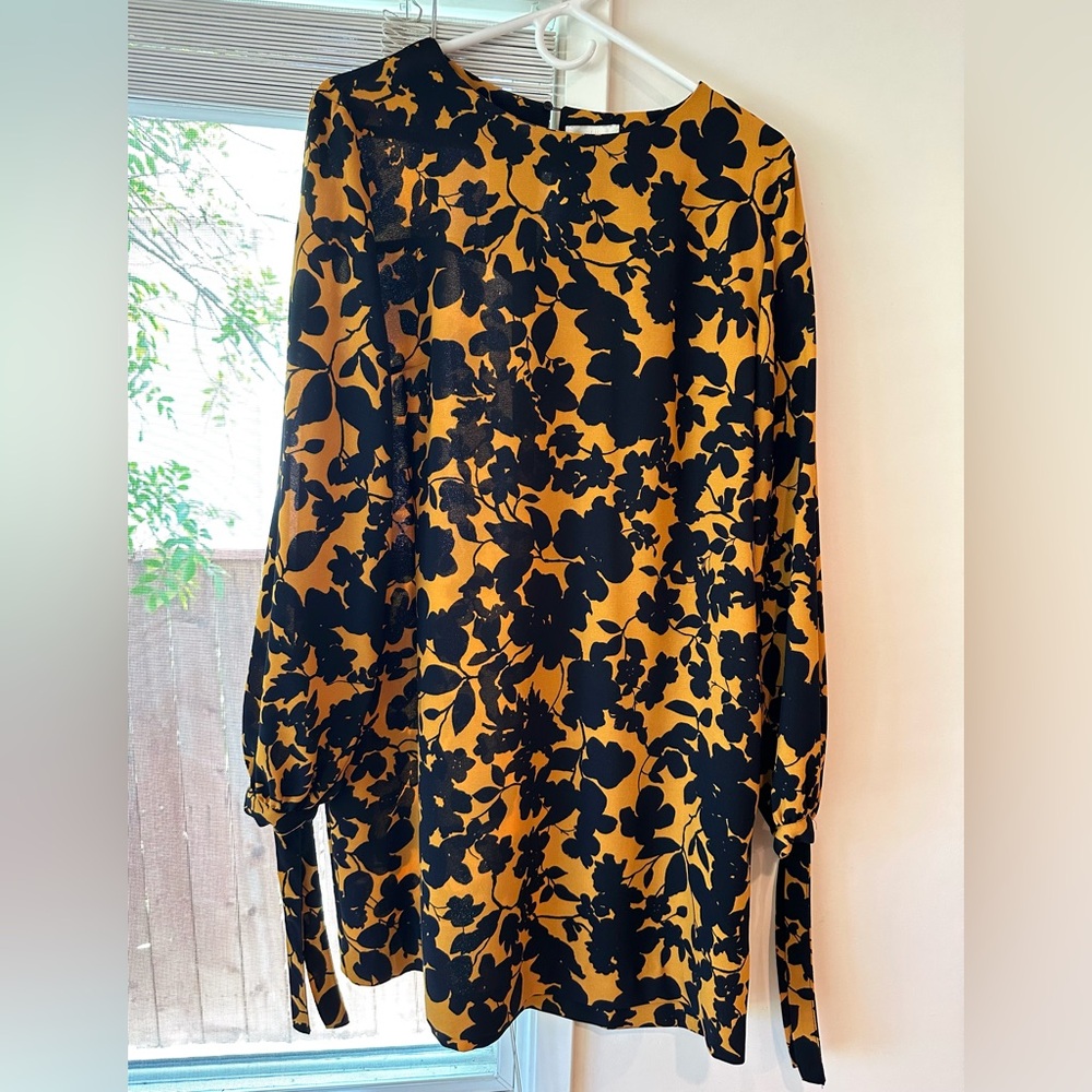 H&M Black Floral on Gold Dress